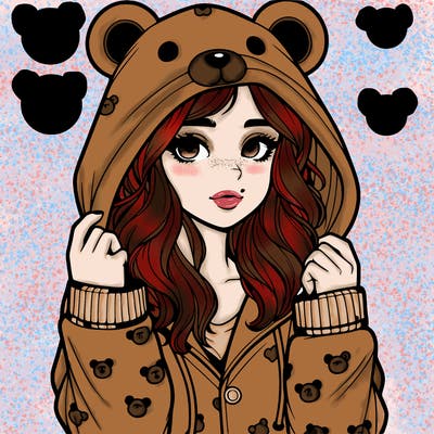 realistic girl in a animal pjs hoodie