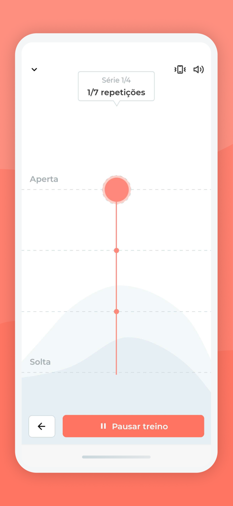 Aperta e Solta - Interface of the Aperta e Solta app showing a guided Kegel exercise session with visual squeeze and release prompts.