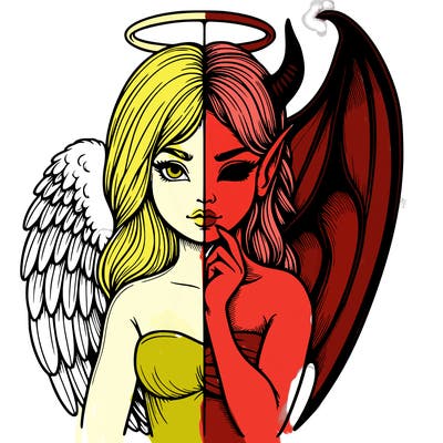 realistic angel half demon