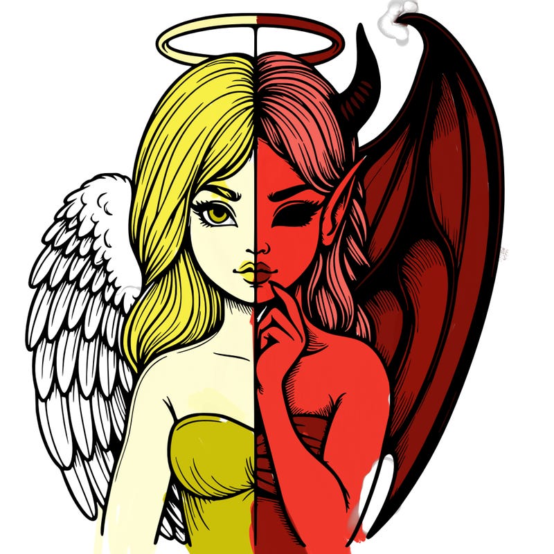 realistic angel half demon