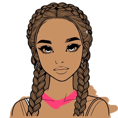 realistic girl with braids