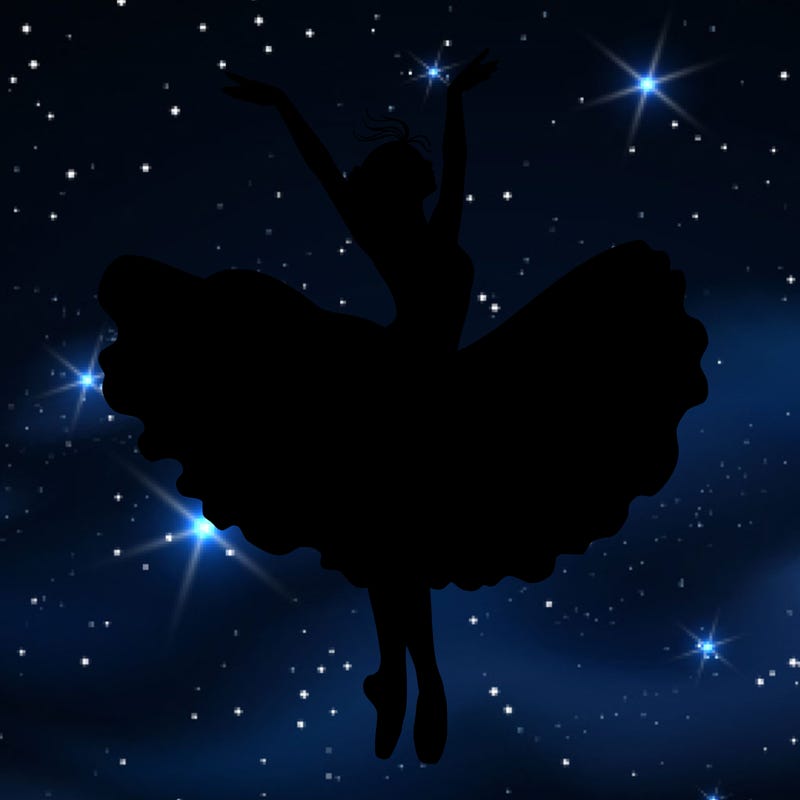 a delicate ballerina with her costume in motion.