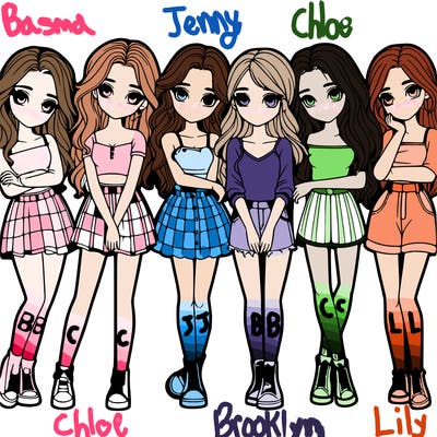 a group of girls realistic