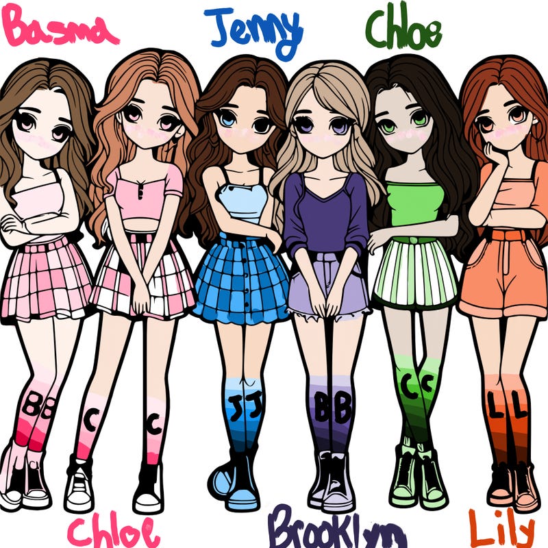 a group of girls realistic