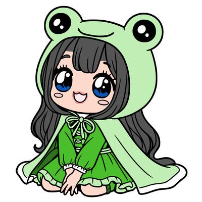 girl with frog costume