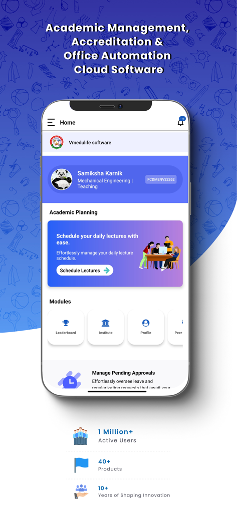 vmedulife mobile app dashboard for academic management and student planning