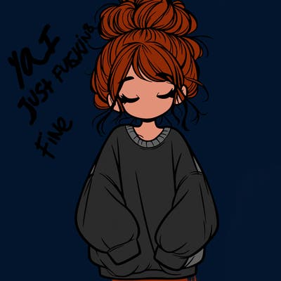 girl with baggy sweatshirt and messy bun