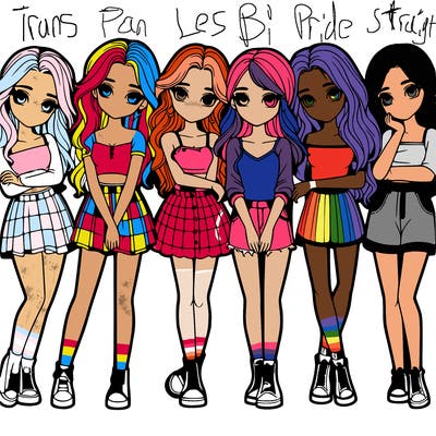 a group of girls realistic