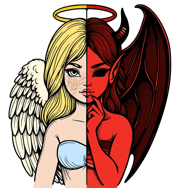 realistic angel half demon