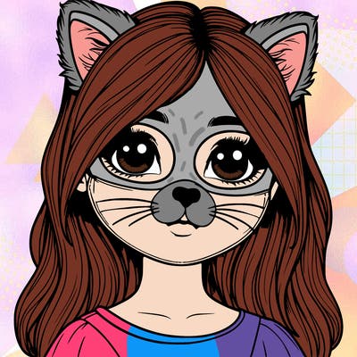 realistic girl with a animal mask on