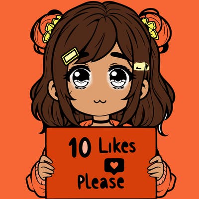 a girl with a sign saying 10 likes please
