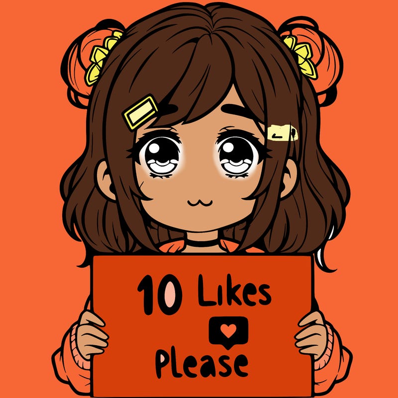 a girl with a sign saying 10 likes please