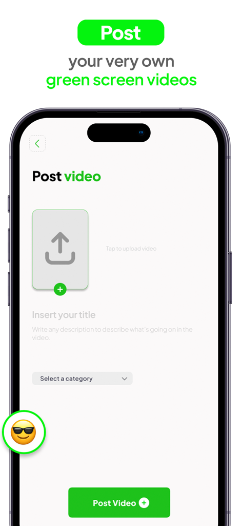 Green Screen Things - Smartphone screen showing the interface to post and upload user generated green screen videos