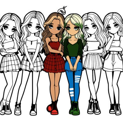 a group of girls realistic