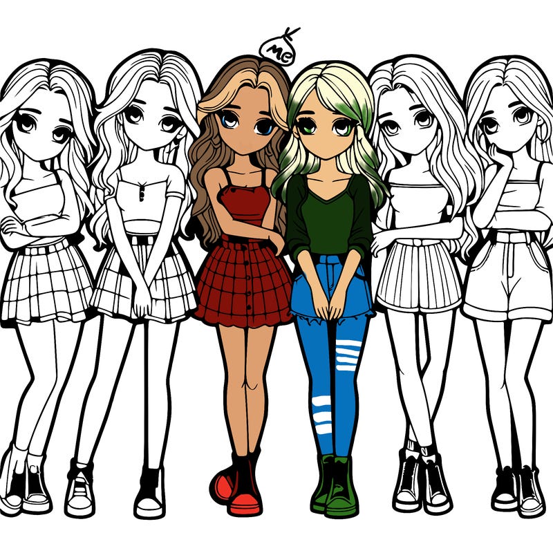 a group of girls realistic