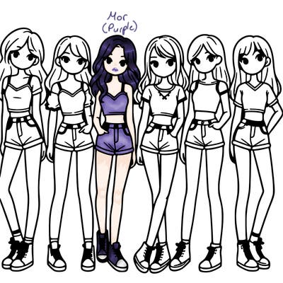 a group of girls wearing crop tops and shorts