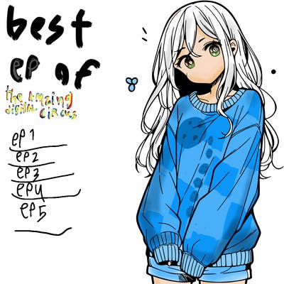 manga teen girl  in a sweater and baggy pants