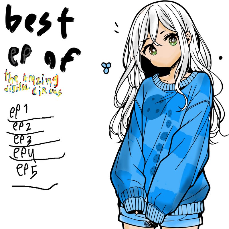 manga teen girl  in a sweater and baggy pants