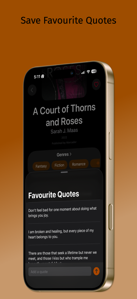 SpiceRack - SpiceRack mobile app interface for saving favorite book quotes