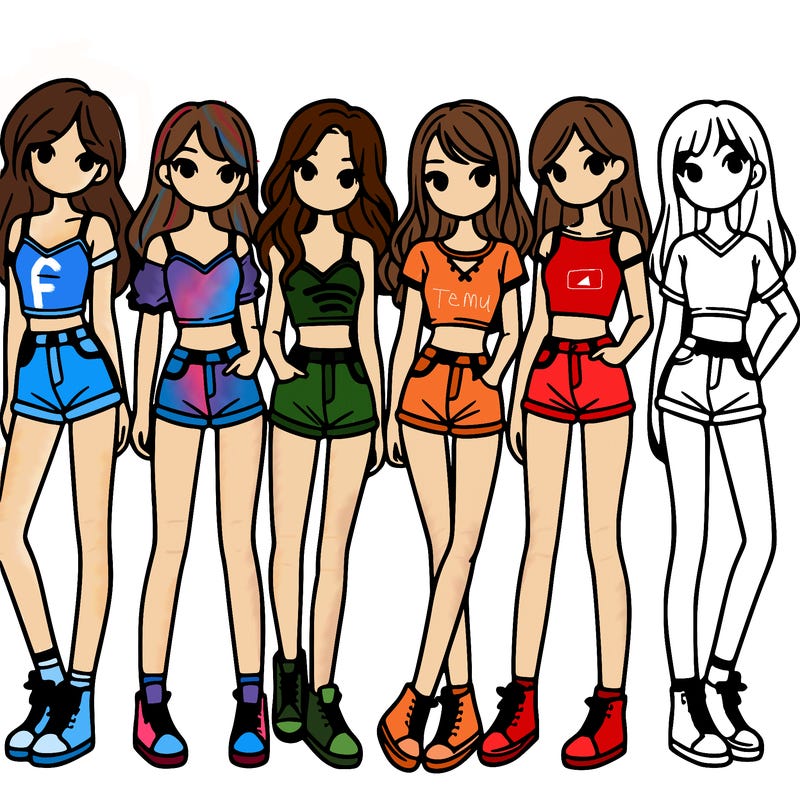 a group of girls wearing crop tops and shorts