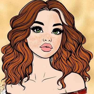 realistic girl with wavy hair and lips