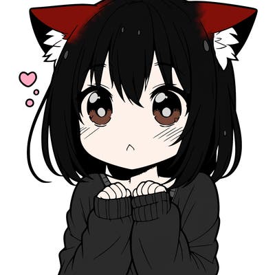 shy anime catgirl