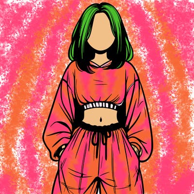 realistic girl faceless with baggy pants and a crop top