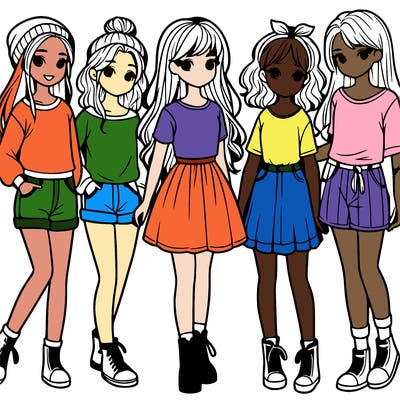 a group of five girls