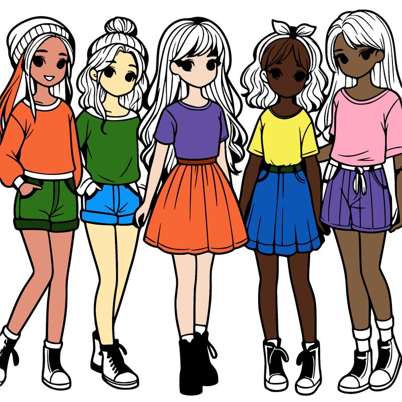 a group of five girls