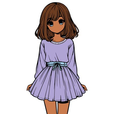 realistic girl with a skirt on
