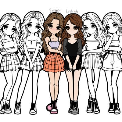a group of girls realistic