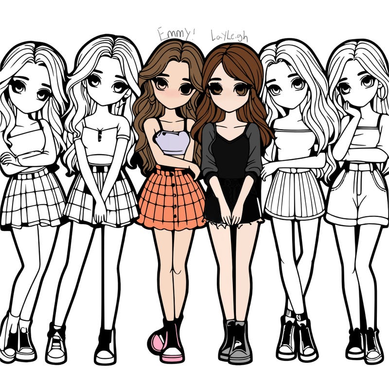 a group of girls realistic
