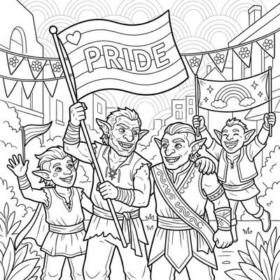 Embrace the spirit of diversity with this heartwarming hobgoblin Pride Month coloring page. Designed with clear lines and engaging details, it offers a relaxing and meaningful coloring experience perfect for seniors.