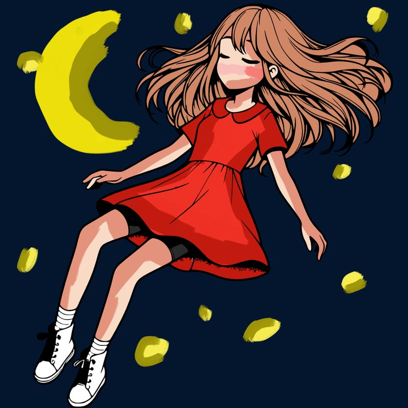 realistic girl floating