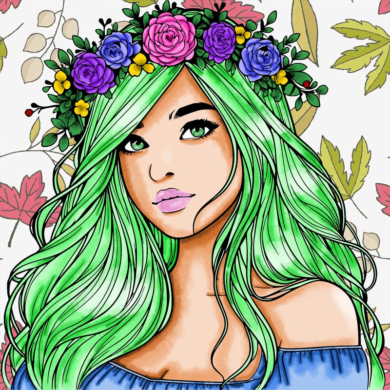 realistic girl with flower crown