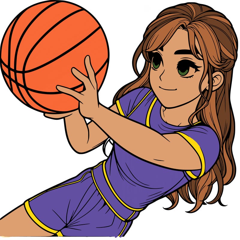 realistic girl playing basketball
