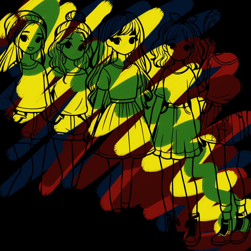 a group of five girls