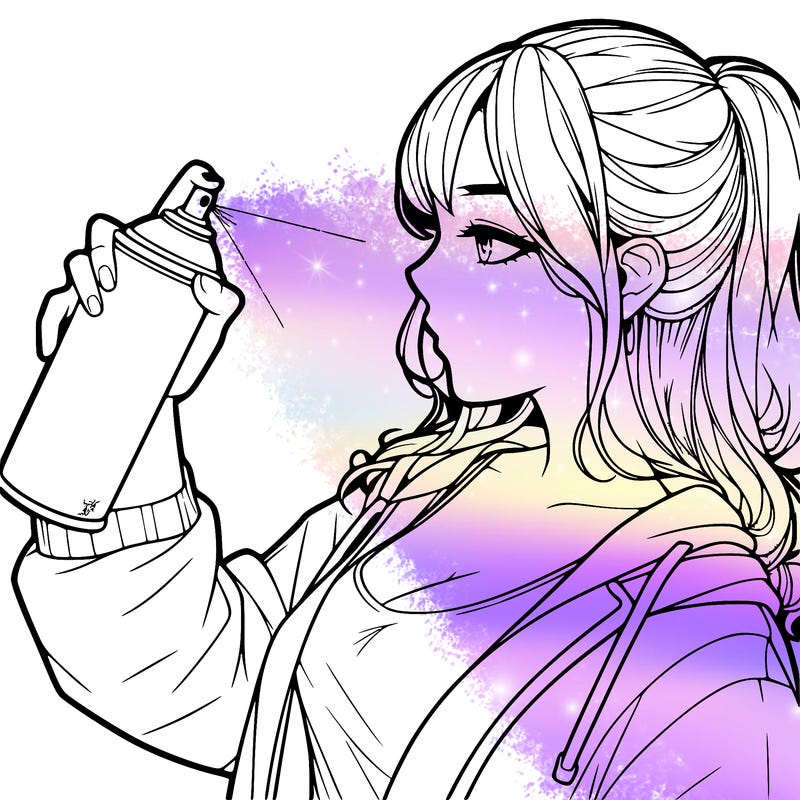 a realistic girl spray, painting