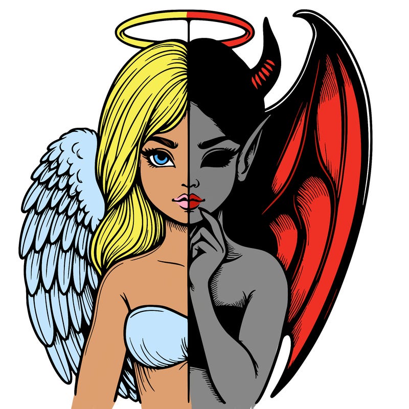 realistic angel half demon