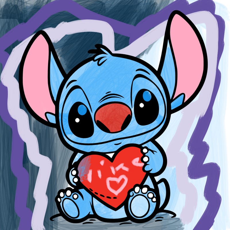 stich holding a heart