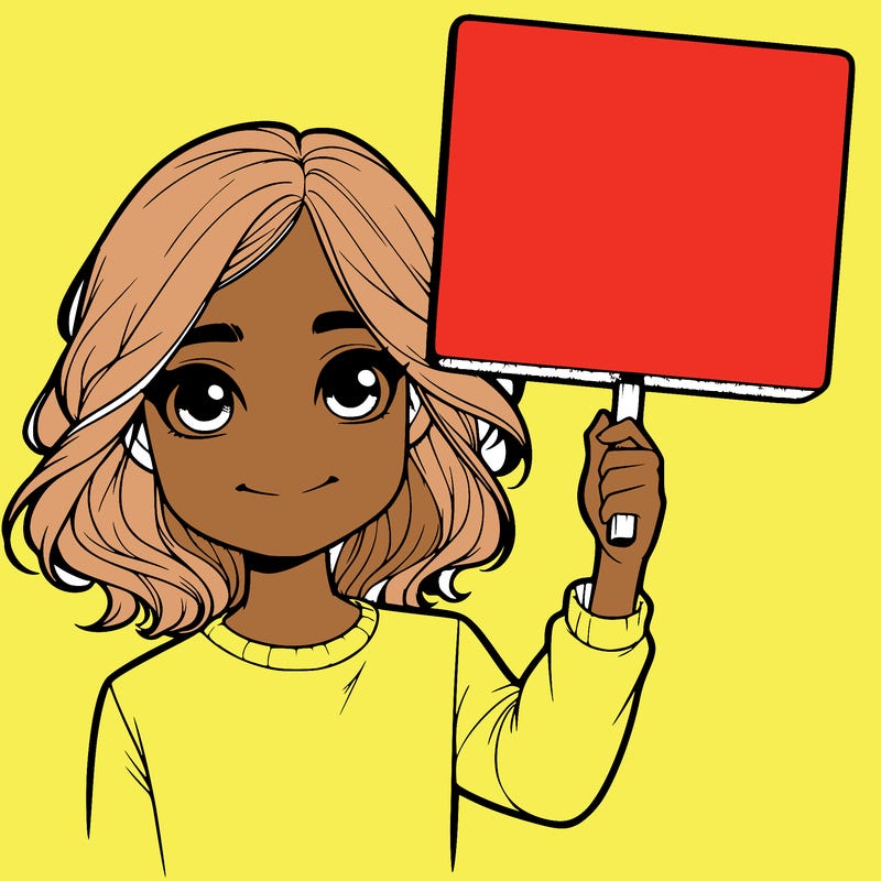 realistic girl holding up a sign