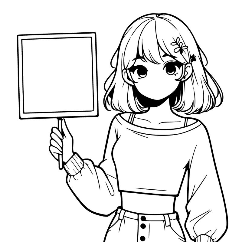 girl holding a blank sign in a long sleeve crop top