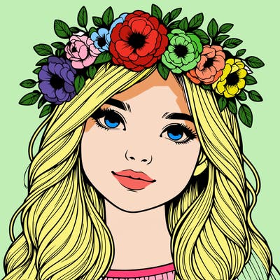 realistic girl with flower crown