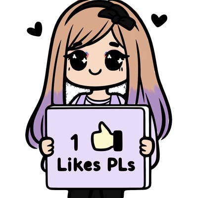 girl holding a sign saying 10 likes pls