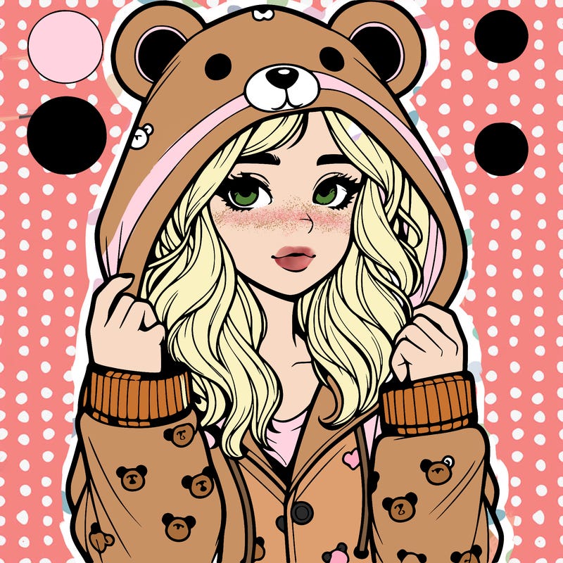 realistic girl in a animal pjs hoodie