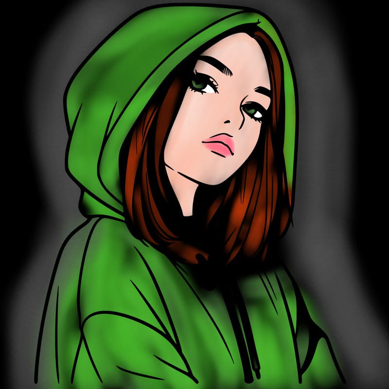 a realistic girl in a hoodie