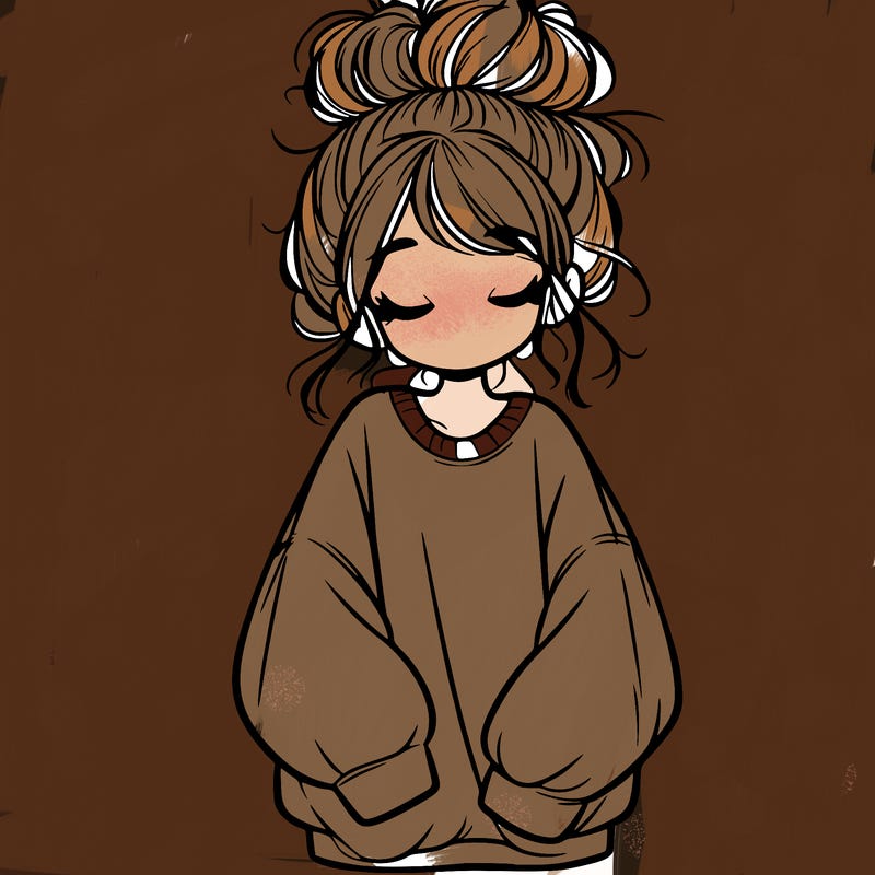 girl with baggy sweatshirt and messy bun