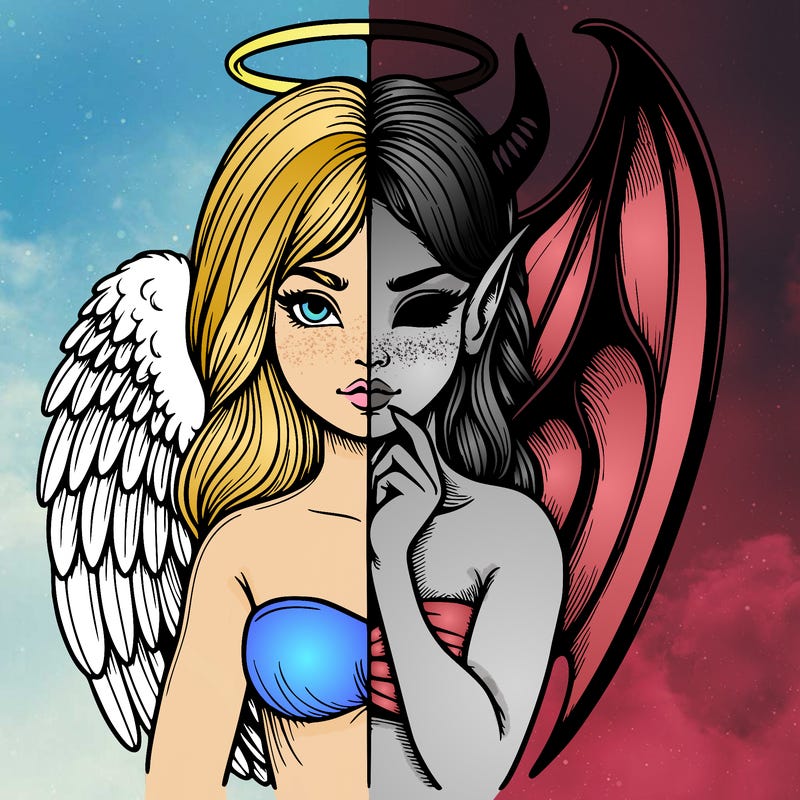 realistic angel half demon