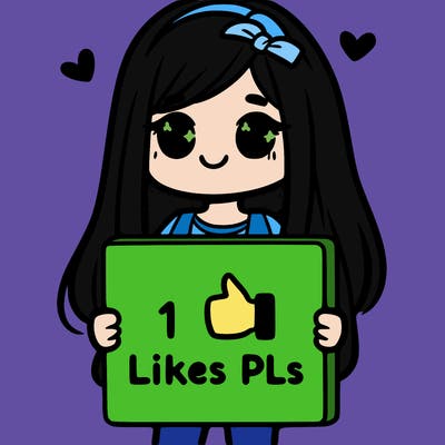 girl holding a sign saying 10 likes pls