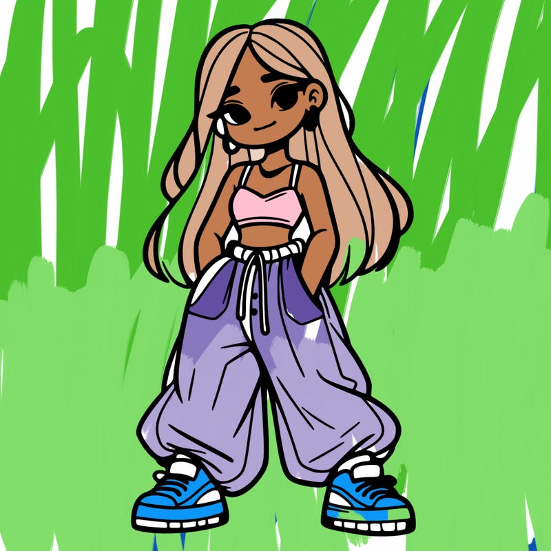 girl in crop top and baggy pants